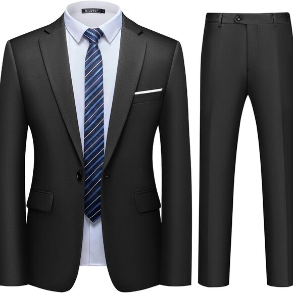 Men's 2 Piece Slim Fit Suit Set One Button Blazer Jacket Pants Tuxedo Set for Pa